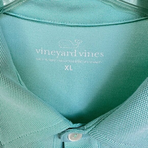 VINEYARD VINES Aqua Short Sleeve Polyester/Spandex Golf Polo Shirt Mens Size XL - Picture 4 of 9